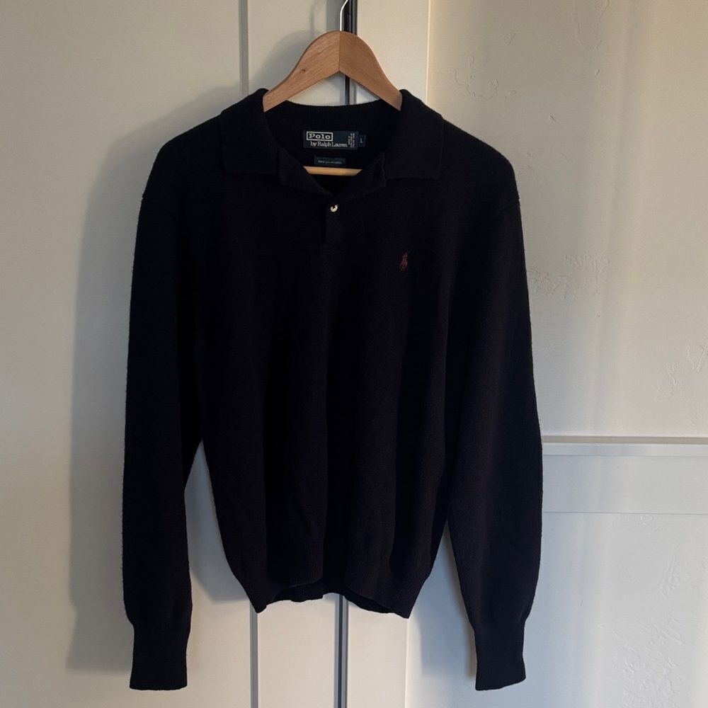 POLO Ralph Lauren Men's Classic Lamb Wool Blue Crewneck Pullover Sweater Size L